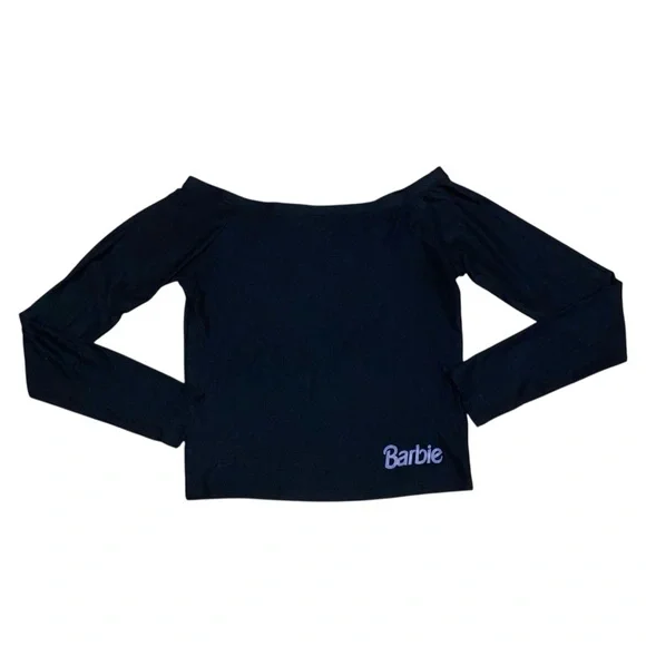 Barbie Retro Black Off-Shoulder Long Sleeve Top - Picture 2 of 10